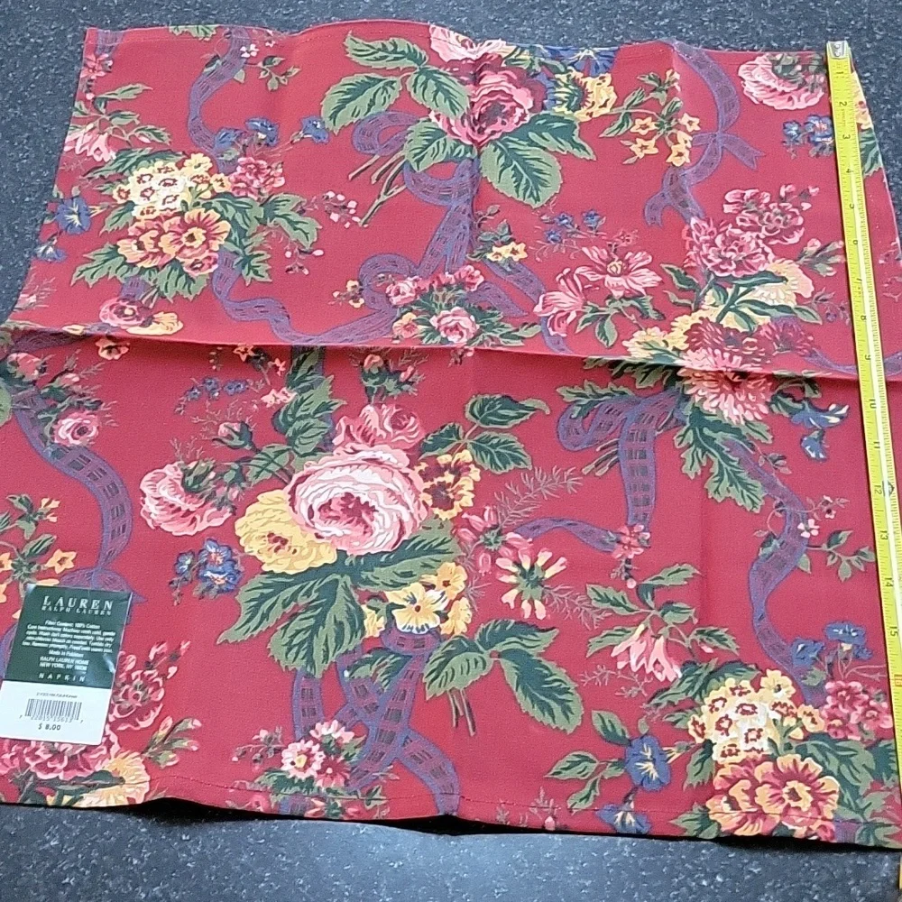 Ralph Lauren Christmad Red Green 100% Cotton Napkin Dish Towel Square 19